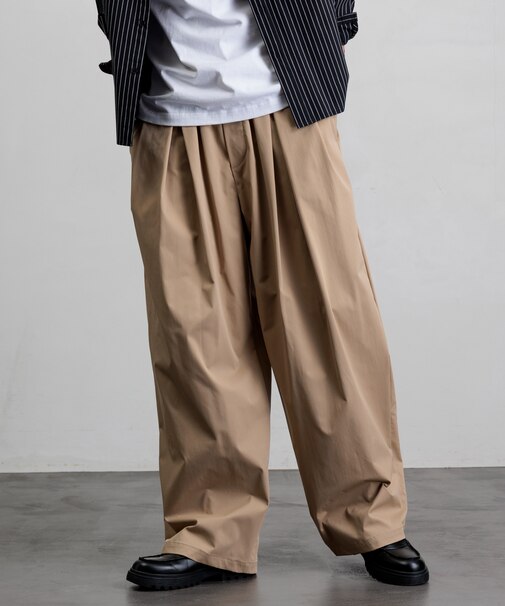 Easy Care Fabric ワイドシルエット タック イージーパンツ/吸水速乾/UVカット【限定展開】