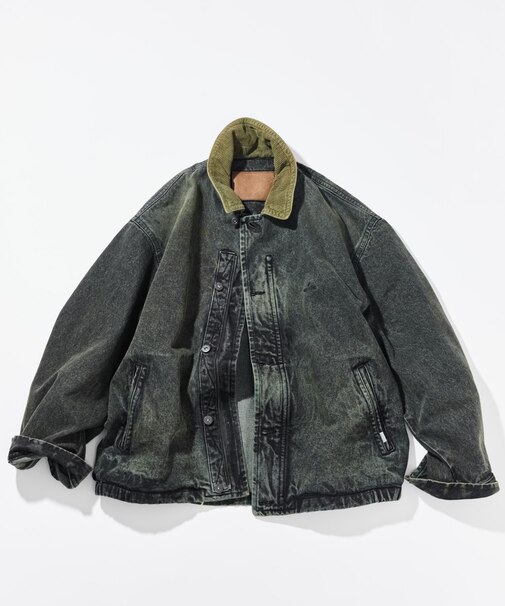 襟コーデュロイ デニム ワークジャケット