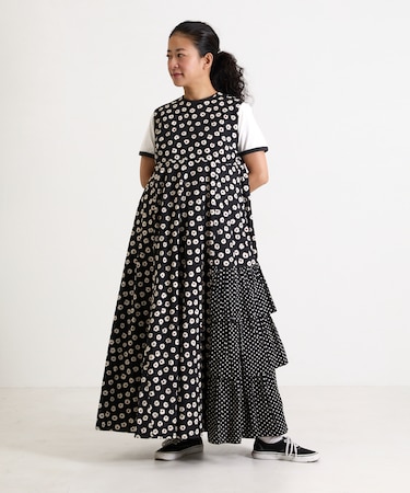 アシメティアードワンピース