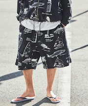 OCEAN総柄 ツイル ツータック イージーショーツ