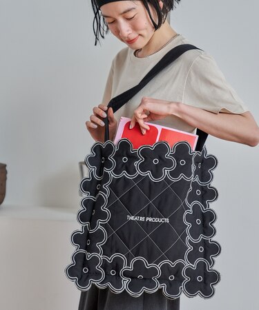 別注 配色フラワーステッチ フラワー刺繍 トートバッグ