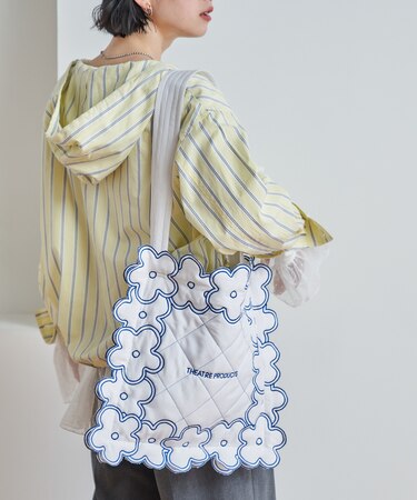 別注 配色フラワーステッチ フラワー刺繍 トートバッグ