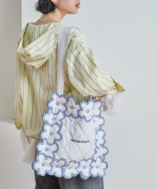 別注 配色フラワーステッチ フラワー刺繍 トートバッグ