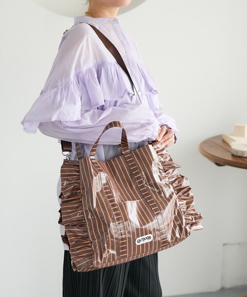 別注 2WAY ストライプ PVC トートバッグ/A4サイズトートバッグ