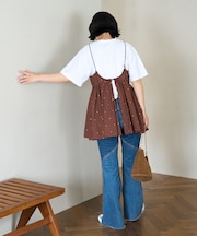 インド ラメドット刺繍 バックオープンキャミソール＜セットアップ対応＞