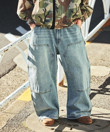 スーパーワイド カーブシルエット ダブルニー ペインターパンツ