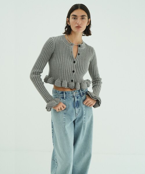 W FACE SHORT FRILLED KNIT TOPS|フリークスストアの通販|&mall W FACE SHORT FRILLED KNIT TOPS|フリークスストアの通販|&mall