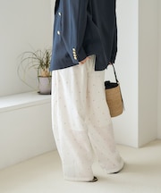 インド ラメドット刺繍 イージーパンツ＜セットアップ対応＞