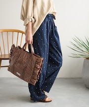 インド ラメドット刺繍 イージーパンツ<セットアップ対応>