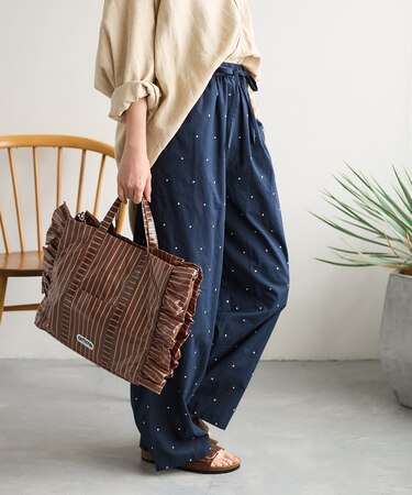 インド ラメドット刺繍 イージーパンツ＜セットアップ対応＞