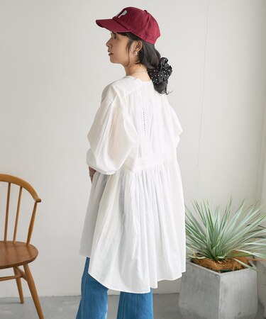 インド ピンタック チュニックブラウス