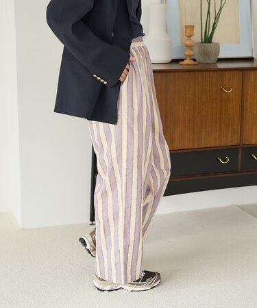 インド ストライププリント イージーパンツ