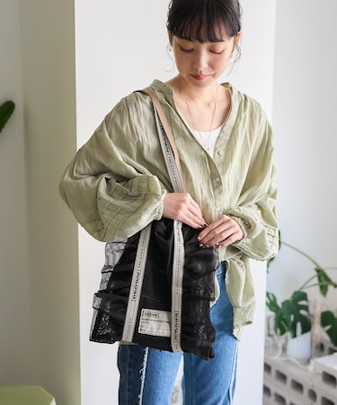 別注 メッシュフリルシューズバッグ