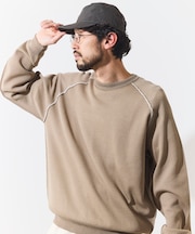 クールタッチ Wフェイス 配色 クルーネックニット