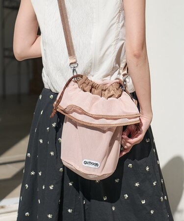 別注 マルチWAY メッシュ フリル巾着ショルダーバッグ