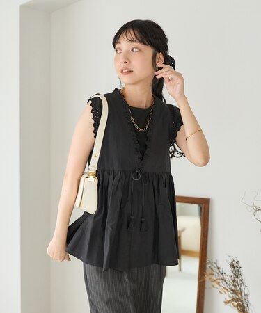 インド フリルリボンベスト