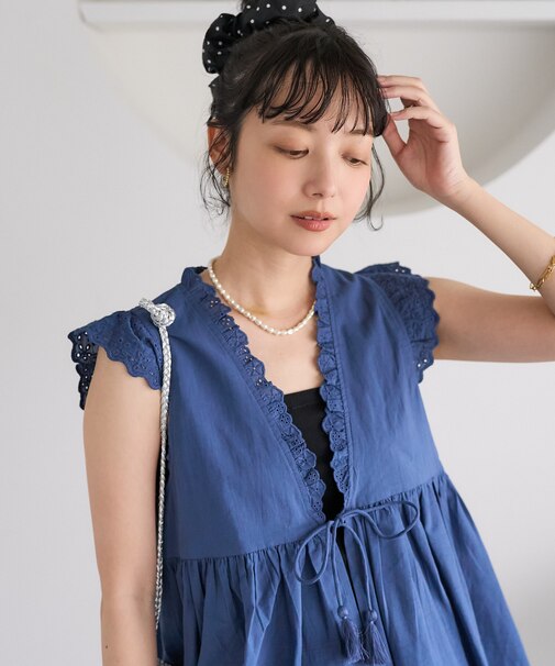 インド フリルリボンベスト