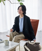 接触冷感/UVカット LINEN TOUCH ダブルブレストジャケット