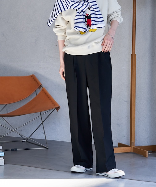 接触冷感/UVカット LINEN TOUCH タック イージーパンツ