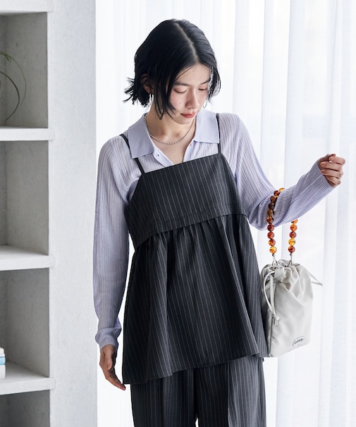 接触冷感/UV LINEN TOUCH ビスチェ パンツ セットアップ