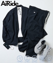 AiRide/エアライド リラックスフィット シアサッカー セットアップ/テーラードジャケット/ワイドスラックス/吸水速乾/UVカット 【限定展開】