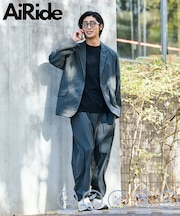AiRide/エアライド リラックスフィット ポケッタブルトラベルセットアップ/テーラードジャケット/ワイドテーパードパンツ/吸水速乾/UVカット 【限定展開】