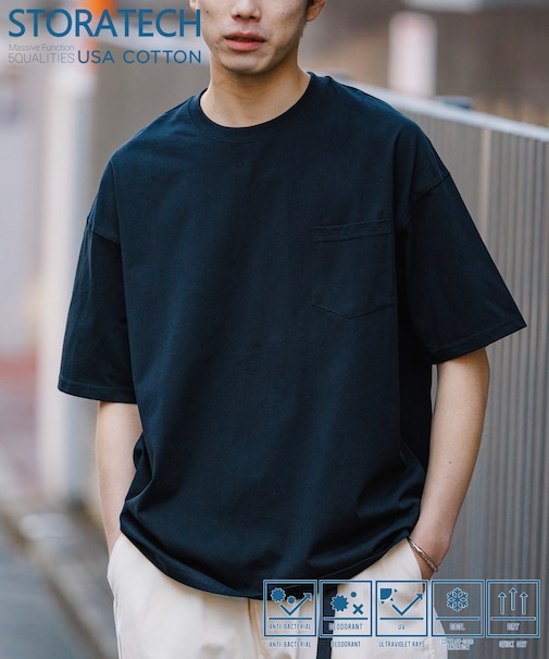 STORATECH/ストラテック ビッグシルエット ポケットTシャツ/抗菌/防臭/制菌/UVカット/接触冷感/吸水速乾 【限定展開】