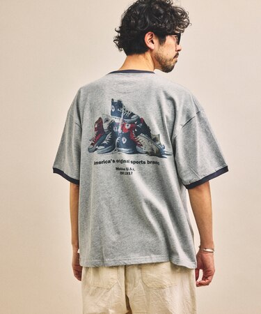 別注 シューズ バックプリント クルーネックTシャツ