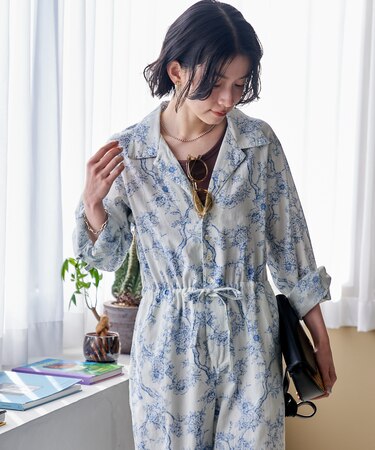 インド  オープンカラー ジャンプスーツ