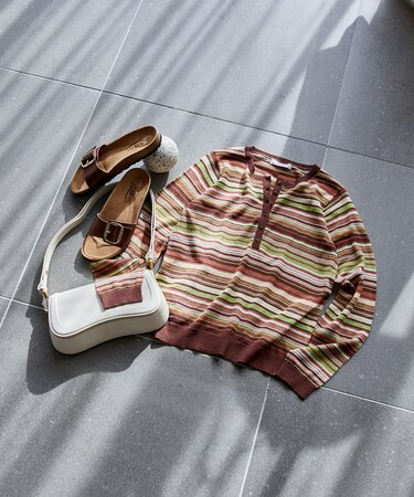 シアー ヘンリーネック ニット