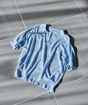 シアー スキッパー5分袖 サマーニット