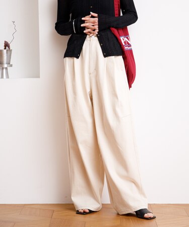 FIT MAGIC マーベルト タック カーブパンツ/タックカーブデニム