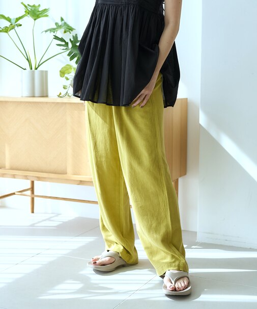 ＜低身長サイズあり＞リネンレーヨン イージーパンツ/コットンイージーパンツ