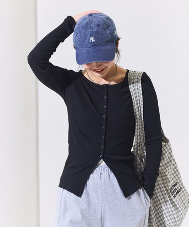 コットンモダール リブカーディガン