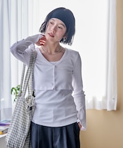 コットンモダール タンクセット リブショートカーディガン