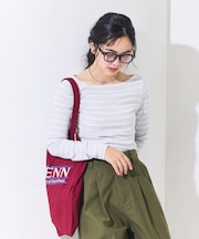 コットンモダール ボートネック ボーダーロンT