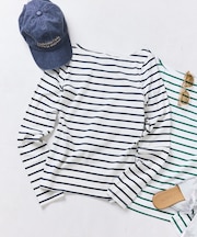 コットンモダール ボートネック ボーダーロンT