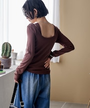 【セットアイテム】コットンモダール タンク レイヤード バックオープン ロンT