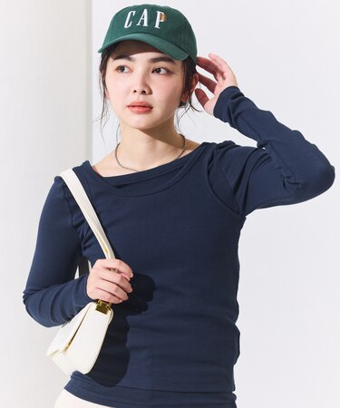 【セットアイテム】コットンモダール タンク レイヤード バックオープン ロンT