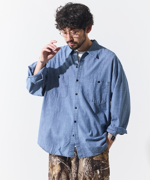別注 シャンブレー リラックスフィット ワーク ロングスリーブシャツ
