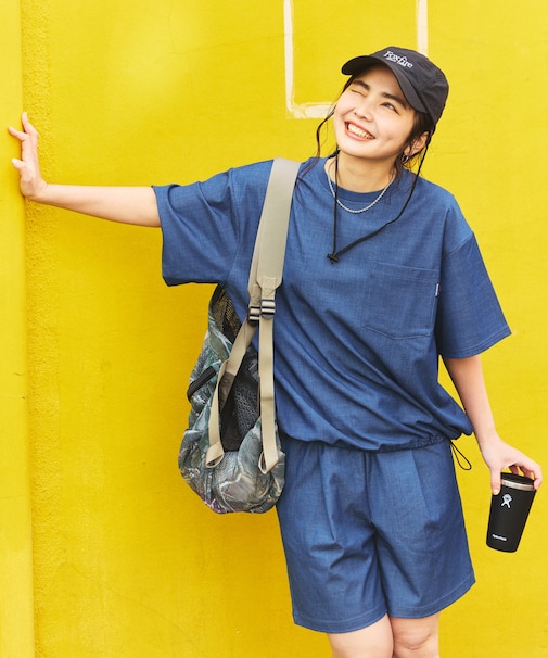 別注 UVカット デニムライク ショーツセットアップ