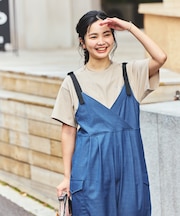 別注 UVカット デニムライクワイド サロペット