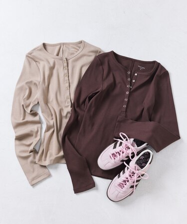 【セットアイテム】コットンモダール ヘンリー レイヤーロンT