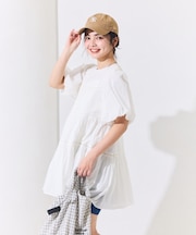 インドボイル バックオープン ティアードミニワンピース