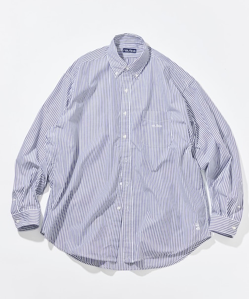 ビッグシルエット ブロード ストライプ BDシャツ