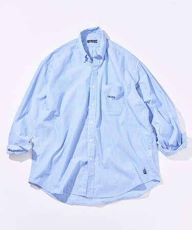 ビッグシルエット ブロード ストライプ BDシャツ