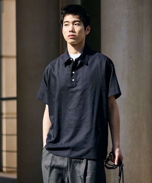 Relax Fit リラックスフィット リネンミックス ポロカラー シャツ