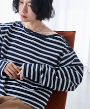 別注 バスクボーダー サイドボタン ルーズプルオーバー/ロンT