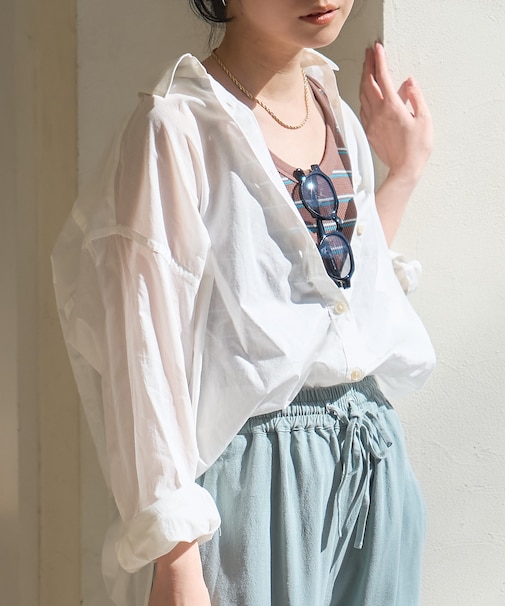 インドボイル 長袖 シアーシャツ