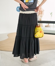 インド はしごレース ティアード マキシスカート